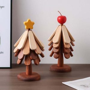 2025 Hot SaleWooden Tree-Shaped Trivet with Star or Apple