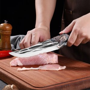 Bone-cutting knife with dragon decoration and scabbard️.